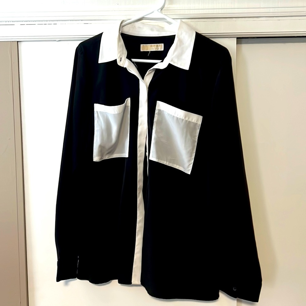 Professional looking, silky, Michael Kors, button down shirt, blouse. Size large